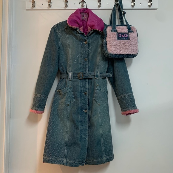 Dolce & Gabbana Other - Dolce & Gabbana vintage DenimCoat with removable faux fur vest & Matching purse